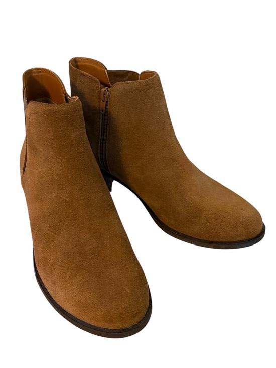 Kensie Shoes - Kenzie Gazelle Ankle Boots Suede Leather Block Heel Brown Size 9